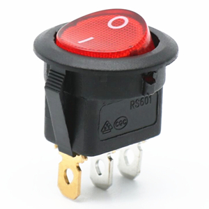 KCD6-101N - 2 Boat Rocker Switch 3 Pin SPST Red Light On/Off Round Snap in Rocker Switches AC 6A/250V 10A/125V