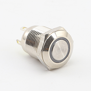 24V Push Button Switch with Blue LED Ring - Momentary