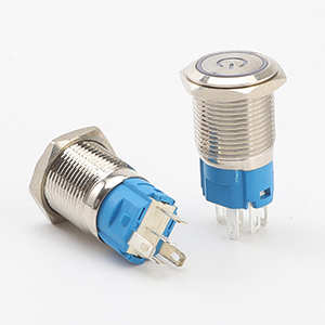 12V 24V 12mm Latching Push Button Switch with High Round Cap, Waterproof Metal Pushbutton Switch Stainless Steel 1NO1NC SPST