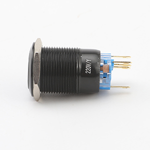 19mm Latching Push Button Switches SPDT ON/Off Waterproof Black Metal 12V Ring LED with Wire Plug Blue
