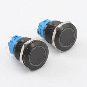 19mm Latching Push Button Switch 12V Power Symbol Light 1NO1NC SPDT ON/OFF Black Metal Shell