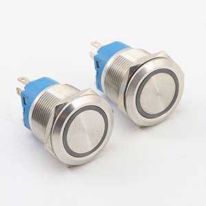 22mm Push Button Switch 15A 24V Latching Momentary 2NO DPST Angel Eye LED Stainless Steel Round Self-Locking