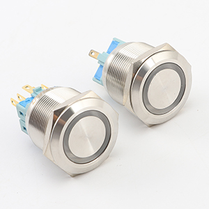 Momentary Push Button Switch 12V Waterproof Power Pushbutton Small Round Chrome Stainless Metal