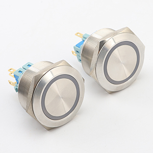 30mm IP68 Latching Push Button Switch 1.18'' Install Size Stainless Steel Head 2NO pre-Wired Green Led Round Button